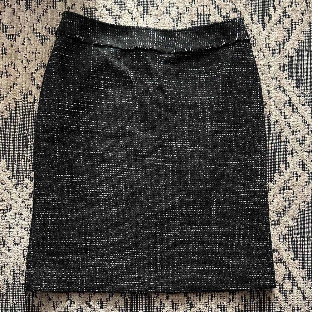 Ann Taylor Black Tweed Pencil Skirt